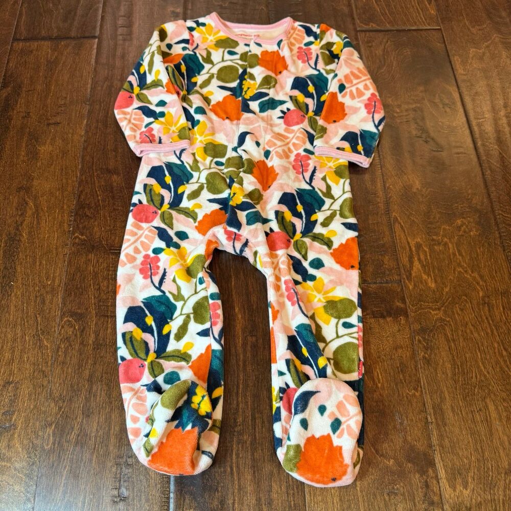 Magnetic Me Velour Floral Footie size 9-12 Months - Picture 1 of 6